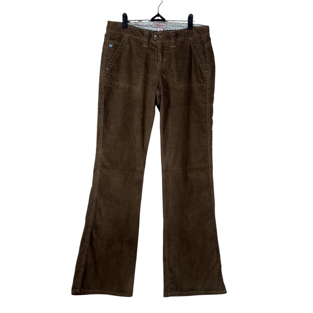 Vtg Y2K Aéropostale Brown Corduroy Cargo Flare Low Rise Cottage Twee Pants 5/6L